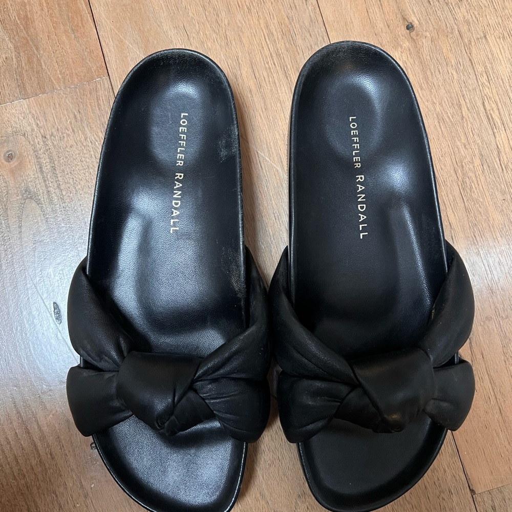 Loeffler Randall Black Knotted Slide Sandals